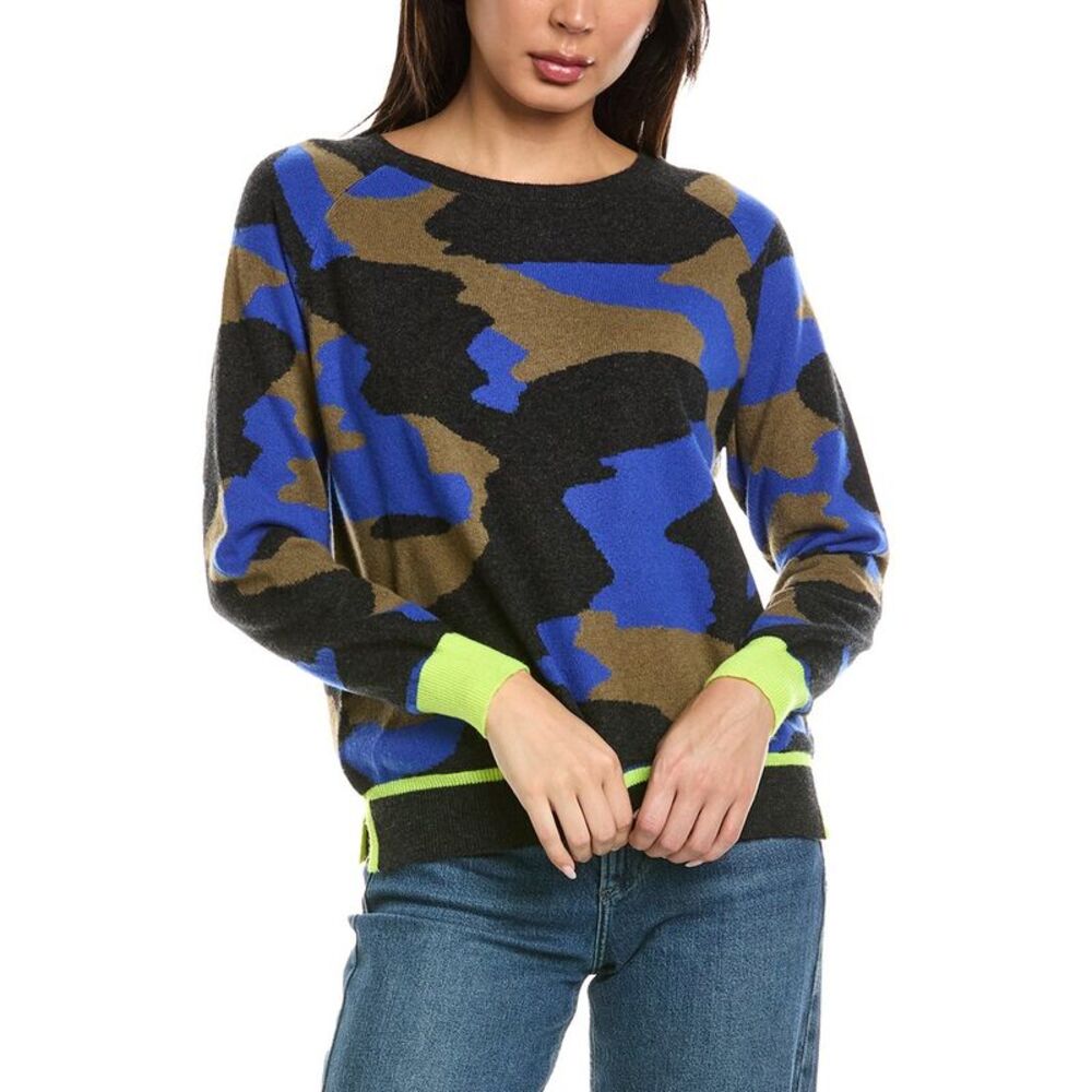 Brodie Cashmere Womens  Cool Camo 100% Cashmere Sweater, Gray